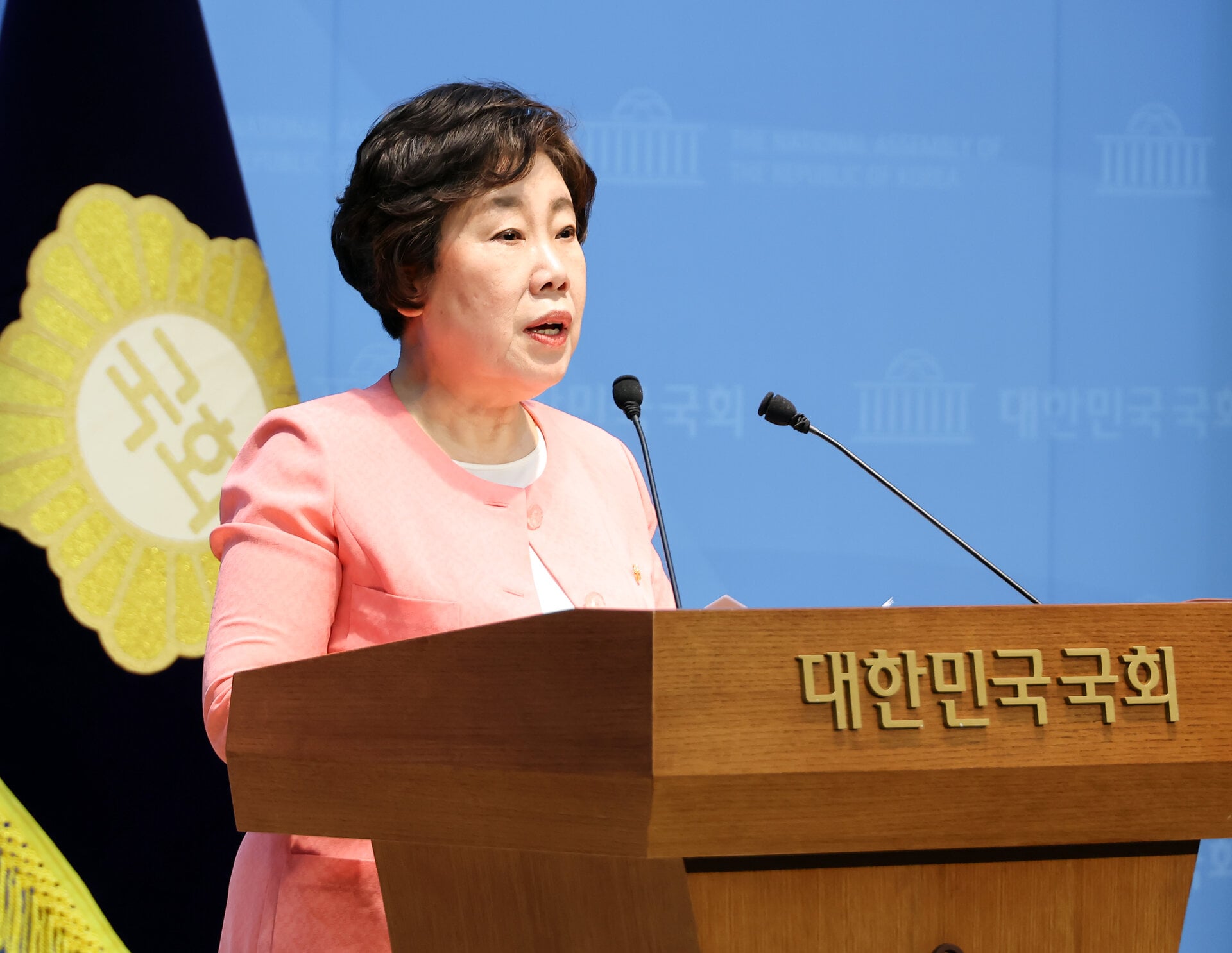 조배숙 국민의힘 의원이 8일 국회 소통관에서 22대 국회 후반기 국회부의장 출마 기자회견을 하고 있다. 연합뉴스