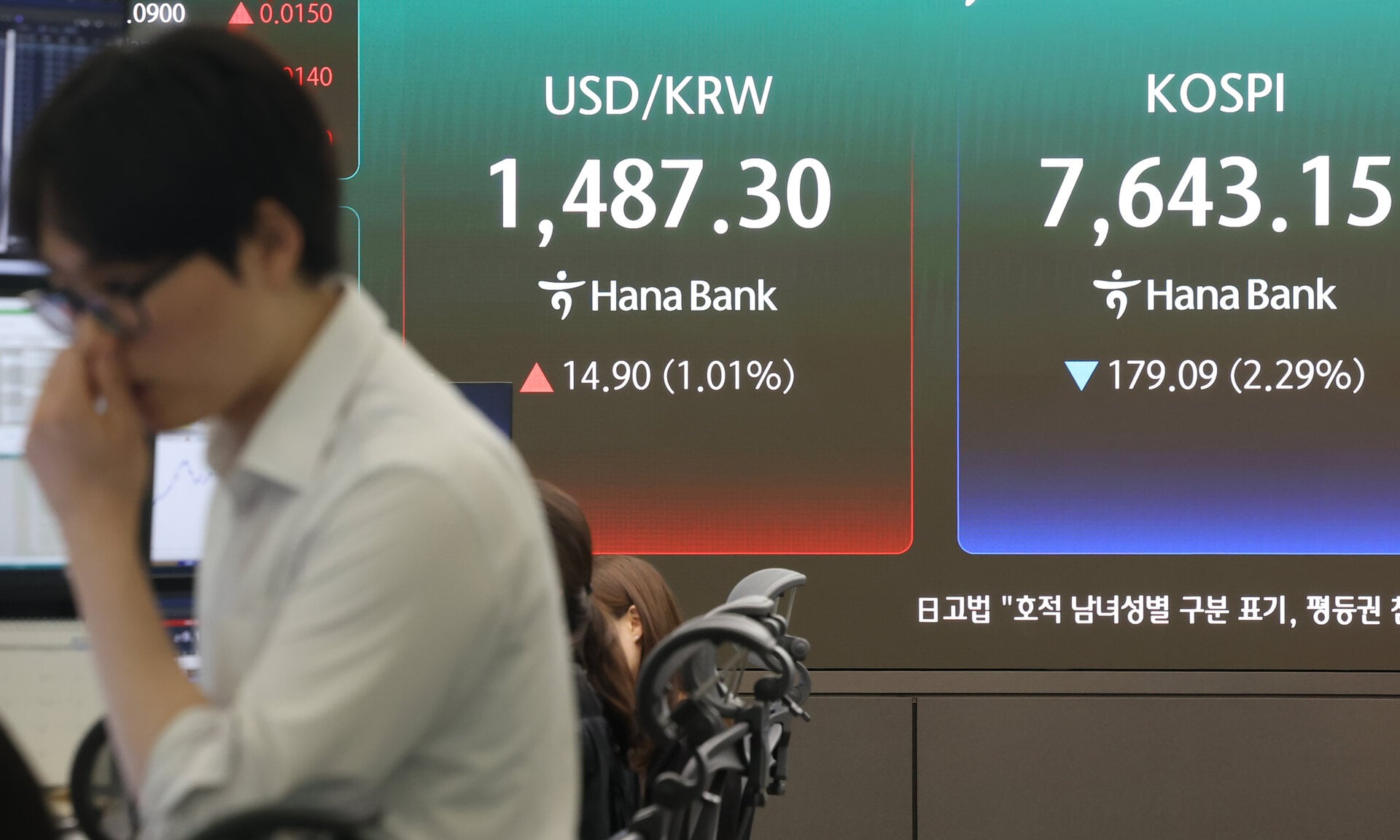 12일 코스피는 전날 대비 179.09포인트(2.29%) 내린 7643.15로 장을 마치면서 6거래일 만에 하락 마감했다. 연합뉴스.